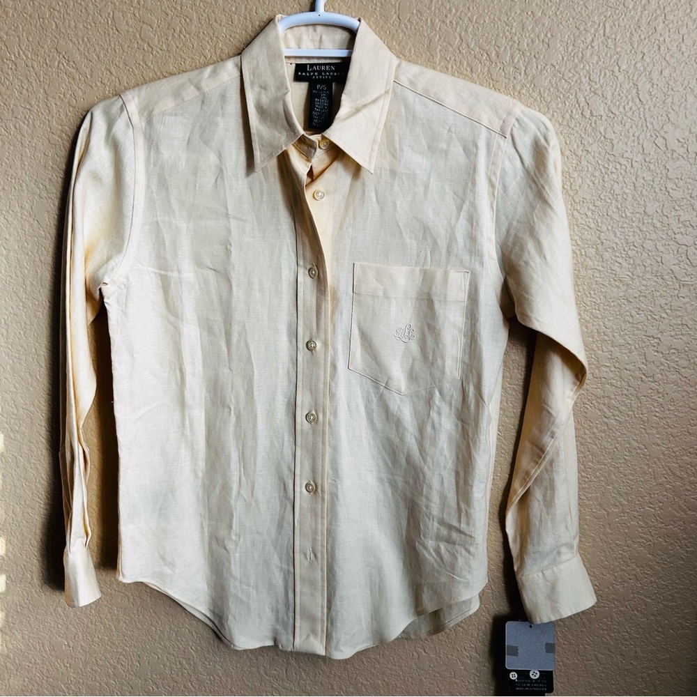 Lauren Ralph Lauren Petite Linen Long Sleeve Button Down Shirt